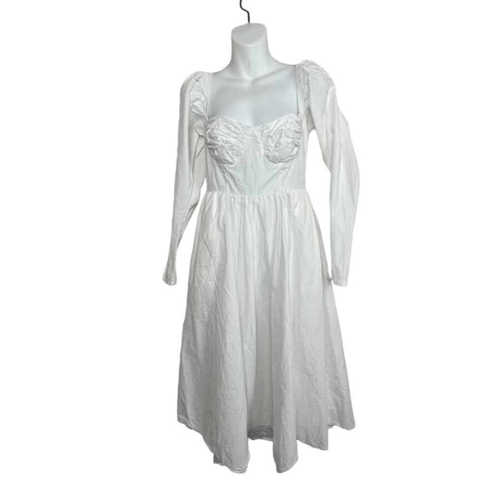 Nasty Gal Off-Shoulder White Midi Dress Size 6 – Coquette Milkmaid Romantic